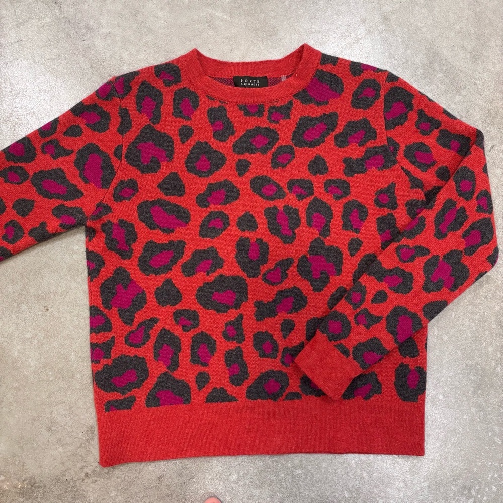 Forte Cashmere red leopard sweater